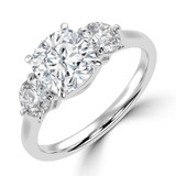 Cushion Lab Created Diamond Cathedral Three-Stone Engagement Ring in White Gold (MVSX1041-W)