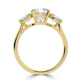 Cushion Lab Created Diamond Cathedral Three-Stone Engagement Ring in Yellow Gold (MVSX1041-Y)