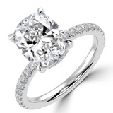 Cushion Lab Created Diamond Hidden Halo Solitaire with Accents Engagement Ring in White Gold (MVSLG1701-W)