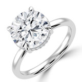 Round Lab Created Diamond Hidden Halo Solitaire with Accents Engagement Ring in White Gold (MVSLG1702-W)
