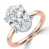 Oval Lab Created Diamond Hidden Halo Solitaire with Accents Engagement Ring in Rose Gold & White Gold with Open Bridge (MVSLG1704-R)