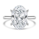 Oval Lab Created Diamond Hidden Halo Solitaire with Accents Engagement Ring in White Gold with Open Bridge (MVSLG1704-W)