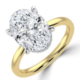 Oval Lab Created Diamond Hidden Halo Solitaire with Accents Engagement Ring in Yellow Gold & White Gold with Open Bridge (MVSLG1704-Y)