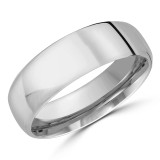 6.5 MM Modern Comfort Fit Classic Mens Wedding Band in White Gold (MDVBC0008-6.5MM-W)