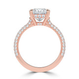 Princess Lab Created Diamond 4-Prong 3-Row Pave  Solitaire with Accents Engagement Ring in Rose Gold with Hidden Halo and Accents (MVSLG1563-R)