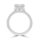 Princess Lab Created Diamond 4-Prong 3-Row Pave  Solitaire with Accents Engagement Ring in White Gold with Hidden Halo and Accents (MVSLG1563-W)