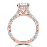 Oval Lab Created Diamond 4-Prong 3-Row Pave Cathedral Solitaire with Accents Engagement Ring in Rose Gold with Hidden Halo (MVSLG1550-R)