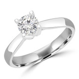 Round Lab Created Diamond Solitaire Engagement Ring in White Gold (MVSS1012-W)