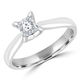 Princess Lab Created Diamond Solitaire Engagement Ring in White Gold (MVSS1013-W)