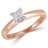 Princess Lab Created Diamond V Prong Solitaire Engagement Ring in Rose Gold (MVSS1017-R)
