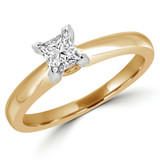 Princess Lab Created Diamond V Prong Solitaire Engagement Ring in Yellow Gold (MVSS1017-Y)