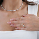 Round Lab Created Diamond Solitaire with Accents Engagement Ring in Rose Gold (MVSS1020-R)