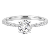 Round Lab Created Diamond Solitaire with Accents Engagement Ring in White Gold (MVSS1020-W)
