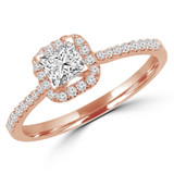 Princess Lab Created Diamond Cushion Halo Engagement Ring in Rose Gold (MVSS1023-R)