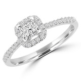 Princess Lab Created Diamond Cushion Halo Engagement Ring in White Gold (MVSS1023-W)