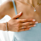 Round Lab Created Diamond Solitaire with Accents Engagement Ring in White Gold (MVSS1025-W)