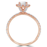 Round Lab Created Diamond High Set Round Halo Engagement Ring in Rose Gold (MVSS1036-R)