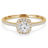 Round Lab Created Diamond Cushion Halo Engagement Ring in Yellow Gold (MVSS1039-Y)