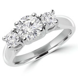 Round Lab Created Diamond Three-Stone Engagement Ring in White Gold (MVSX1001-W)