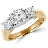 Round Lab Created Diamond Three-Stone Engagement Ring in Yellow Gold (MVSX1001-Y)