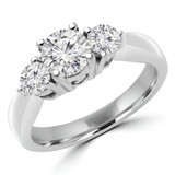 Round Lab Created Diamond Three-Stone Engagement Ring in White Gold (MVSX1002-W)