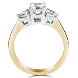 Round Lab Created Diamond Three-Stone Engagement Ring in Yellow Gold (MVSX1002-Y)