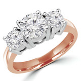 Round Lab Created Diamond Three-Stone Engagement Ring in Rose Gold (MVSX1003-R)