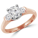 Round Lab Created Diamond Three-Stone Engagement Ring in Rose Gold (MVSX1004-R)