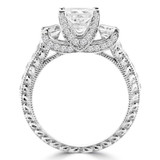 Princess Lab Created Diamond Vintage Three-Stone Engagement Ring in White Gold with Accents (MVSX1014-W)