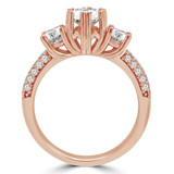 Round Lab Created Diamond Three-Stone Engagement Ring in Rose Gold with Accents (MVSX1015-R)