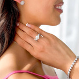 Round Lab Created Diamond Three-Stone Engagement Ring in White Gold with Accents (MVSX1015-W)