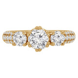Round Lab Created Diamond Three-Stone Engagement Ring in Yellow Gold with Accents (MVSX1015-Y)