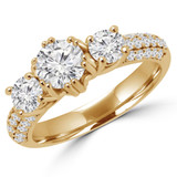 Round Lab Created Diamond Three-Stone Engagement Ring in Yellow Gold with Accents (MVSX1015-Y)