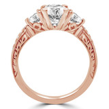 Round Lab Created Diamond Vintage Three-Stone Engagement Ring in Rose Gold with Accents (MVSX1016-R)