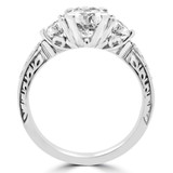 Round Lab Created Diamond Vintage Three-Stone Engagement Ring in White Gold with Accents (MVSX1016-W)