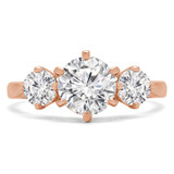 Round Lab Created Diamond Three-Stone Engagement Ring in Rose Gold (MVSX1018-R)