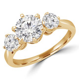 Round Lab Created Diamond Three-Stone Engagement Ring in Yellow Gold (MVSX1018-Y)