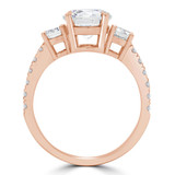 Round Lab Created Diamond Three-Stone Engagement Ring in Rose Gold with Accents (MVSX1019-R)
