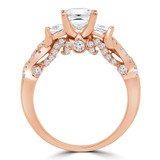 Princess Lab Created Diamond Three-Stone Engagement Ring in Rose Gold with Accents (MVSX1021-R)