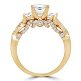 Princess Lab Created Diamond Three-Stone Engagement Ring in Yellow Gold with Accents (MVSX1021-Y)