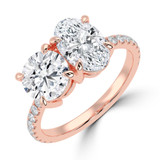 Round Lab Created Diamond with Accents Toi et Moi Engagement Ring in Rose Gold (MVSX1028-R)