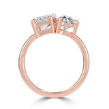 Emerald Lab Created Diamond Toi et Moi Solitaire with Accents Engagement Ring in Rose Gold (MVSX1031-R)