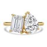 Emerald Lab Created Diamond Toi et Moi Solitaire with Accents Engagement Ring in Yellow Gold (MVSX1031-Y)