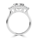 Radiant Lab Created Diamond with Baguette Sidestones Three-Stone Engagement Ring in White Gold (MVSX1037-W)