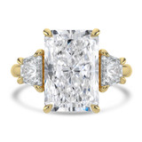 Radiant Lab Created Diamond with Baguette Sidestones Three-Stone Engagement Ring in Yellow Gold (MVSX1037-Y)