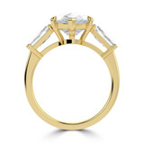 Pear Lab Created Diamond with Baguette Sidestones Three-Stone Engagement Ring in Yellow Gold (MVSX1038-Y)