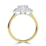 Oval Lab Created Diamond with Halfmoon Sidestones Three-Stone Engagement Ring in Yellow Gold & White Gold (MVSX1039-Y)