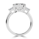 Emerald Lab Created Diamond with Trapezoid Sidestones Three-Stone Engagement Ring in White Gold (MVSX1040-W)