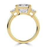 Emerald Lab Created Diamond with Trapezoid Sidestones Three-Stone Engagement Ring in Yellow Gold (MVSX1040-Y)