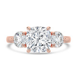 Cushion Lab Created Diamond Cathedral Three-Stone Engagement Ring in Rose Gold (MVSX1041-R)